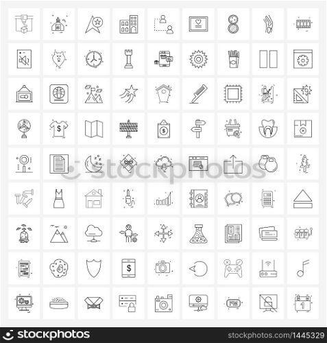 Universal Symbols of 81 Modern Line Icons of team, real, arrow, hostel, star Vector Illustration