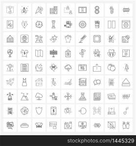 Universal Symbols of 81 Modern Line Icons of team, real, arrow, hostel, star Vector Illustration
