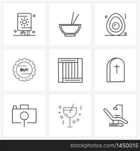 Universal Symbols of 9 Modern Line Icons of delivery, buy, avocado, sales, discount Vector Illustration