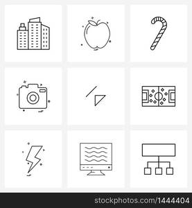 Universal Symbols of 9 Modern Line Icons of left, photo, sweet, photography, camera Vector Illustration