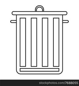 Universal waste bin with lid and handles. Black and white icon. Vector Illustration. EPS10. Universal waste bin with lid and handles. Black and white icon. Vector Illustration