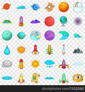 Universe icons set. Cartoon style of 36 universe vector icons for web for any design. Universe icons set, cartoon style