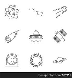 Universe icons set. Outline illustration of 9 universe vector icons for web. Universe icons set, outline style