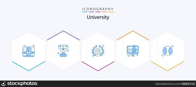 University 25 Blue icon pack including baseball. science. college. online. experiment