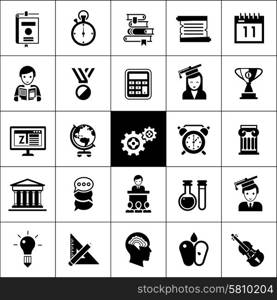 University and high school education icons black silhouettes set isolated vector illustration. University Icons Black