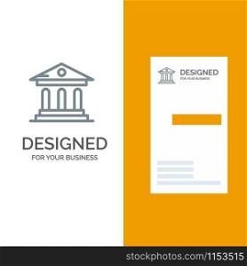 University, Bank, Campus, Court Grey Logo Design and Business Card Template
