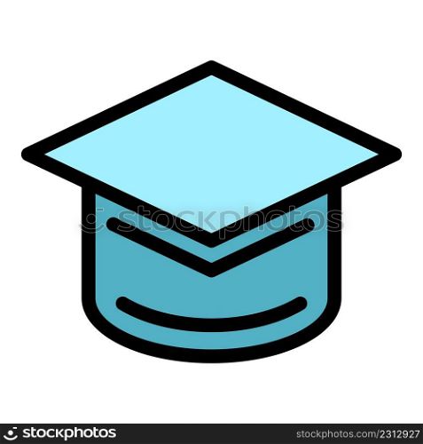 University graduation hat icon. Outline university graduation hat vector icon color flat isolated. University graduation hat icon color outline vector