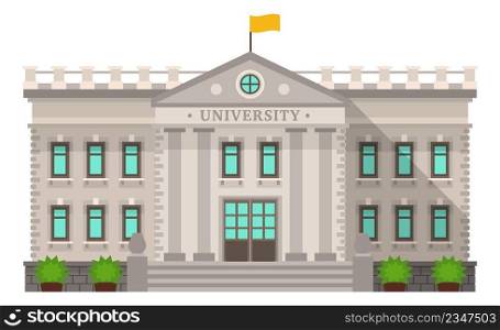 University icon. Higher education symbol. Buiding exterior isolated on white background. University icon. Higher education symbol. Buiding exterior