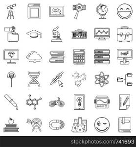University icons set. Outline style of 36 university vector icons for web isolated on white background. University icons set, outline style