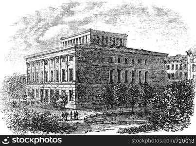 University of Halle-Wittenberg vintage engraving. Old engraved illustration of university of Halle-Wittenberg,1800s