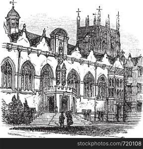 University of Oxford or Oxford University in Oxford, England, during the 1890s, vintage engraving. Old engraved illustration of University of Oxford.