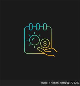 Unlimited PTO gradient vector icon for dark theme. Improving work-life balance. Unlimited vacation policy. Thin line color symbol. Modern style pictogram. Vector isolated outline drawing. Unlimited PTO gradient vector icon for dark theme