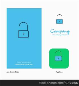 Unlock Company Logo App Icon and Splash Page Design. Creative Business App Design Elements