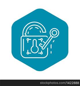 Unlock device security icon. Outline unlock device security vector icon for web design isolated on white background. Unlock device security icon, outline style