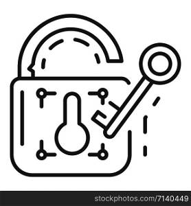 Unlock device security icon. Outline unlock device security vector icon for web design isolated on white background. Unlock device security icon, outline style