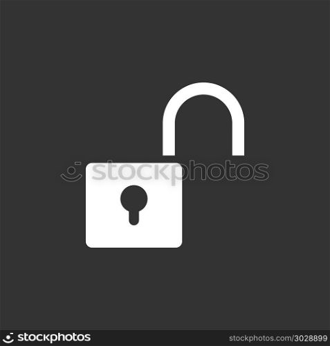 Unlock icon on black background. Vector illustration