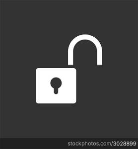 Unlock icon on black background. Vector illustration