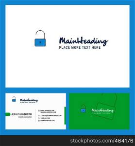 Unlock Logo design with Tagline & Front and Back Busienss Card Template. Vector Creative Design
