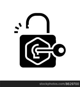 unlock padlock glyph icon vector. unlock padlock sign. isolated symbol illustration. unlock padlock glyph icon vector illustration