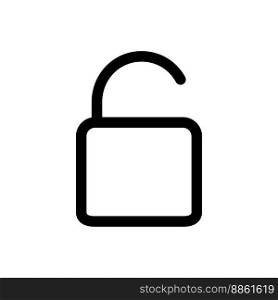 Unlock padlock line icon isolated on white background. Black flat thin icon on modern outline style. Linear symbol and editable stroke. Simple and pixel perfect stroke vector illustration.