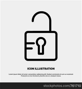 Unlock, Study, School Line Icon Vector
