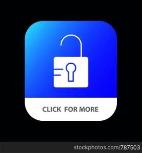 Unlock, Study, School Mobile App Button. Android and IOS Glyph Version