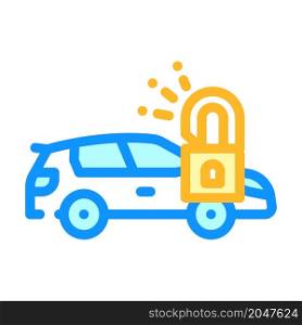 unlocking car color icon vector. unlocking car sign. isolated symbol illustration. unlocking car color icon vector illustration