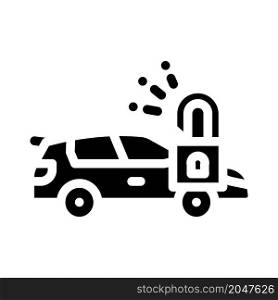 unlocking car glyph icon vector. unlocking car sign. isolated contour symbol black illustration. unlocking car glyph icon vector illustration