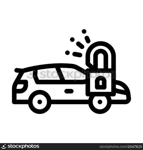 unlocking car line icon vector. unlocking car sign. isolated contour symbol black illustration. unlocking car line icon vector illustration