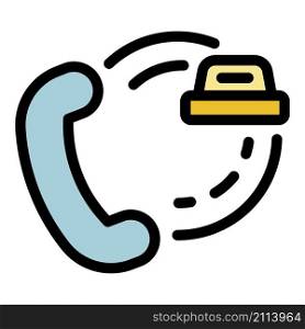 Unmanned taxi call icon. Outline unmanned taxi call vector icon color flat isolated. Unmanned taxi call icon color outline vector