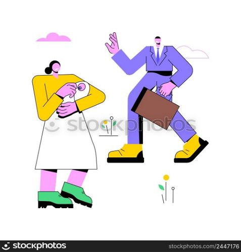 Unmarried parents abstract concept vector illustration. Unmarried couple fighting, partners living together, single pregnant woman, divorce and separation, unwed mother abstract metaphor.. Unmarried parents abstract concept vector illustration.