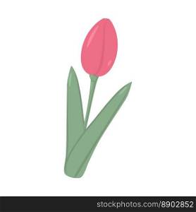 Unopened tulip bud in trendy soft shades in flat style. 8 March. Happy women day. Sticker. Icon. Isolate. Good for pattern, poster, brochure or price tag, label, greeting or invitation cards, web. EPS