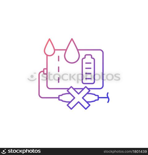 Unplug power bank if wet gradient linear vector manual label icon. Exposed to water. Thin line color symbol. Modern style pictogram. Vector isolated outline drawing for product use instructions. Unplug power bank if wet gradient linear vector manual label icon