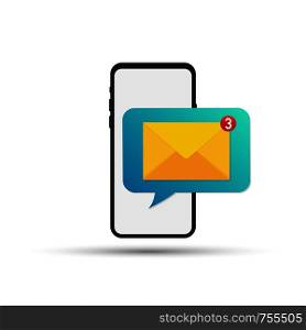 Unread email notification. New message on the smartphone screen. Vector stock illustration.