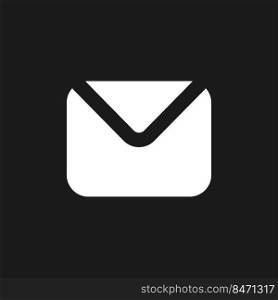 Unread message dark mode glyph ui icon. Text messaging. Communication app. User interface design. White silhouette symbol on black space. Solid pictogram for web, mobile. Vector isolated illustration. Unread message dark mode glyph ui icon