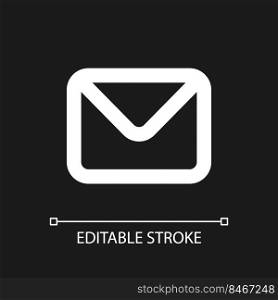 Unread message pixel perfect white linear ui icon for dark theme. Text messaging. Communication. Vector line pictogram. Isolated user interface symbol for night mode. Editable stroke. Arial font used. Unread message pixel perfect white linear ui icon for dark theme
