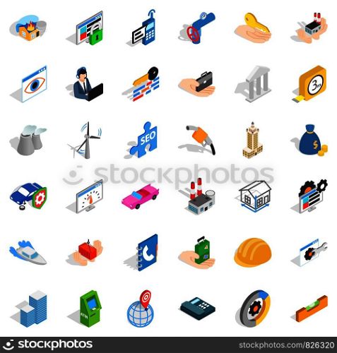Unrest icons set. Isometric style of 36 unrest vector icons for web isolated on white background. Unrest icons set, isometric style