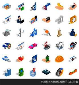 Unrest icons set. Isometric style of 36 unrest vector icons for web isolated on white background. Unrest icons set, isometric style