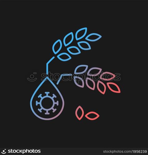 Unsafe water gradient vector icon for dark theme. Food insecurity and hunger. Yield diseases due to contamination. Thin line color symbol. Modern style pictogram. Vector isolated outline drawing. Unsafe water gradient vector icon for dark theme
