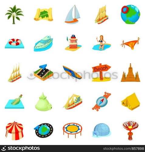 Unstoppable fun icons set. Cartoon set of 25 unstoppable fun vector icons for web isolated on white background. Unstoppable fun icons set, cartoon style