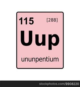 Ununpentium chemical element of periodic table. Sign with atomic number.