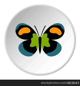 Unusual butterfly icon in flat circle isolated vector illustration for web. Unusual butterfly icon circle