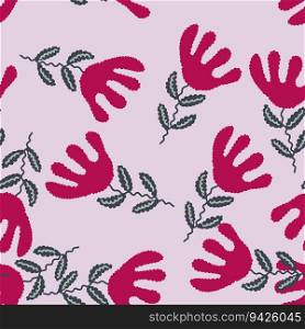 Unusual flower seamless pattern in simple style. Cute stylized flowers background. For fabric design, textile print, wrapping paper, cover. Vector illustration. Unusual flower seamless pattern in simple style. Cute stylized flowers background.
