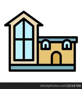 Unusual house icon. Outline unusual house vector icon color flat isolated. Unusual house icon color outline vector