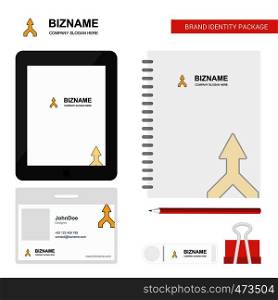 Up arrow Business Logo, Tab App, Diary PVC Employee Card and USB Brand Stationary Package Design Vector Template