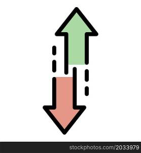 Up arrow down icon. Outline up arrow down vector icon color flat isolated. Up arrow down icon color outline vector