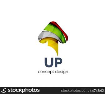 Up arrow logo business branding icon, created with color overlapping elements. Glossy abstract geometric style, single logotype