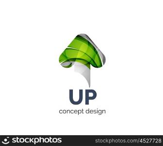 Up arrow logo business branding icon, created with color overlapping elements. Glossy abstract geometric style, single logotype