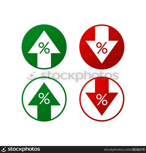 Up Down Percent Sign on white background. Vector stock illustration.