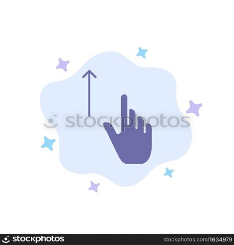 Up, Finger, Gesture, Gestures, Hand Blue Icon on Abstract Cloud Background